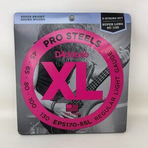 D'Addario EPS170-5SL XL ProSteels Regular Light Super Long 5-String Bass Strings